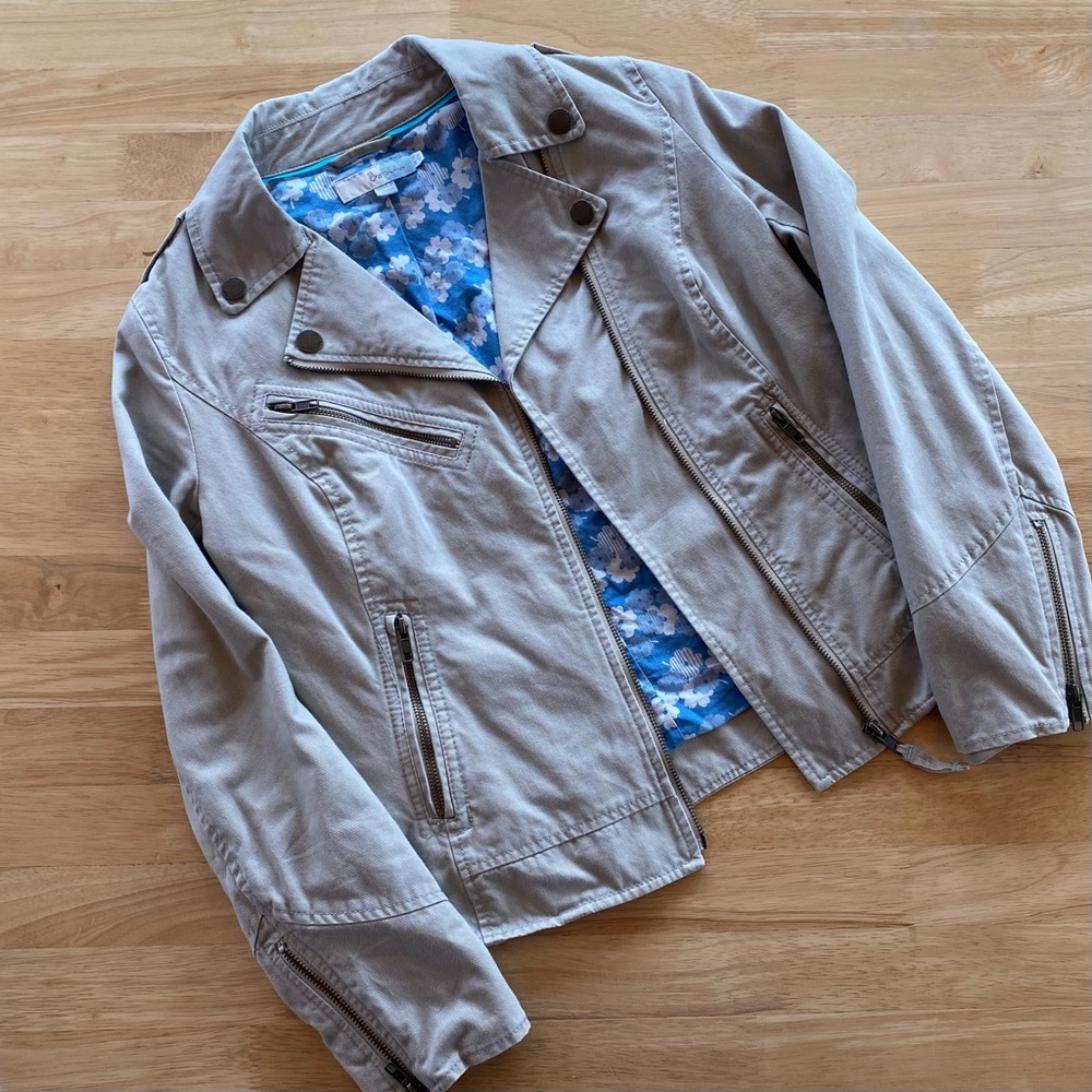Boden Wren Biker Jacket Tan Womens Size 8